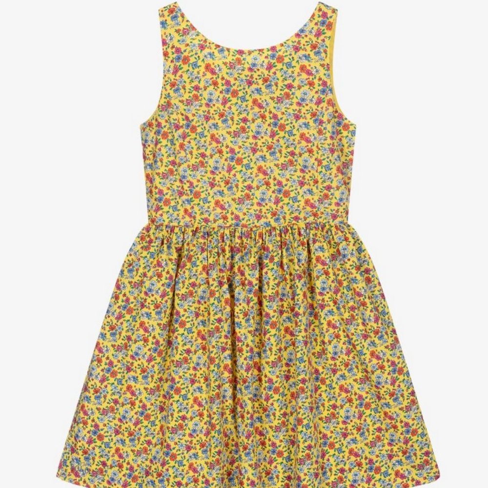 Polo Ralph Lauren Girls Floral Fit and Flare Dress 7 Yellow